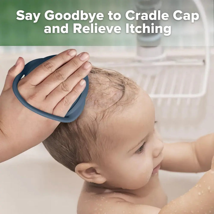 Haakaa Rainbow Silicone Shampoo Brush – Gentle Scalp Massage &amp; Cradle Cap Care – Steel Blue