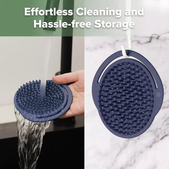 Haakaa Rainbow Silicone Shampoo Brush – Gentle Scalp Massage &amp; Cradle Cap Care – Steel Blue