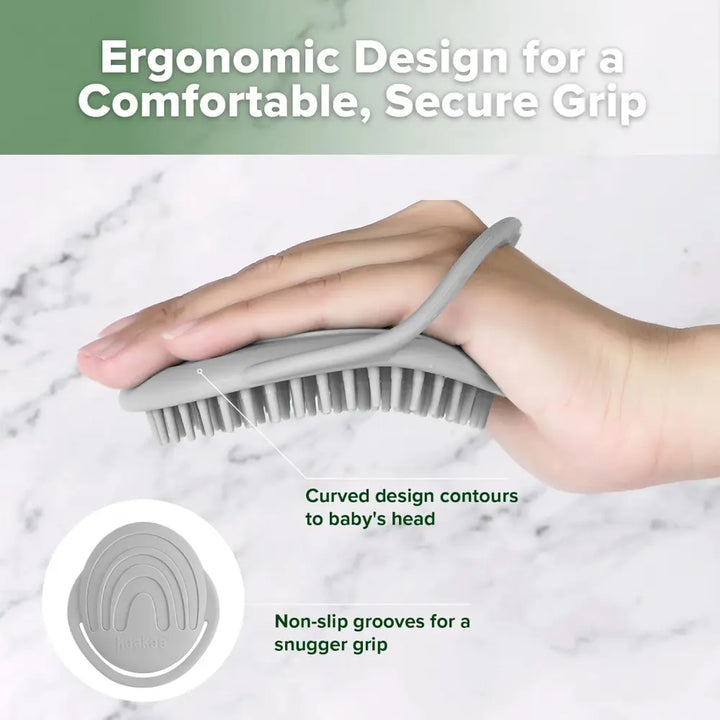 Haakaa Rainbow Silicone Shampoo Brush – Gentle Scalp Massage &amp; Cradle Cap Care – Slate Grey