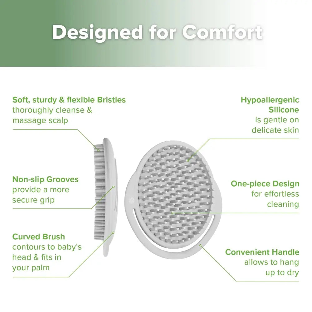 Haakaa Rainbow Silicone Shampoo Brush – Gentle Scalp Massage &amp; Cradle Cap Care – Slate Grey