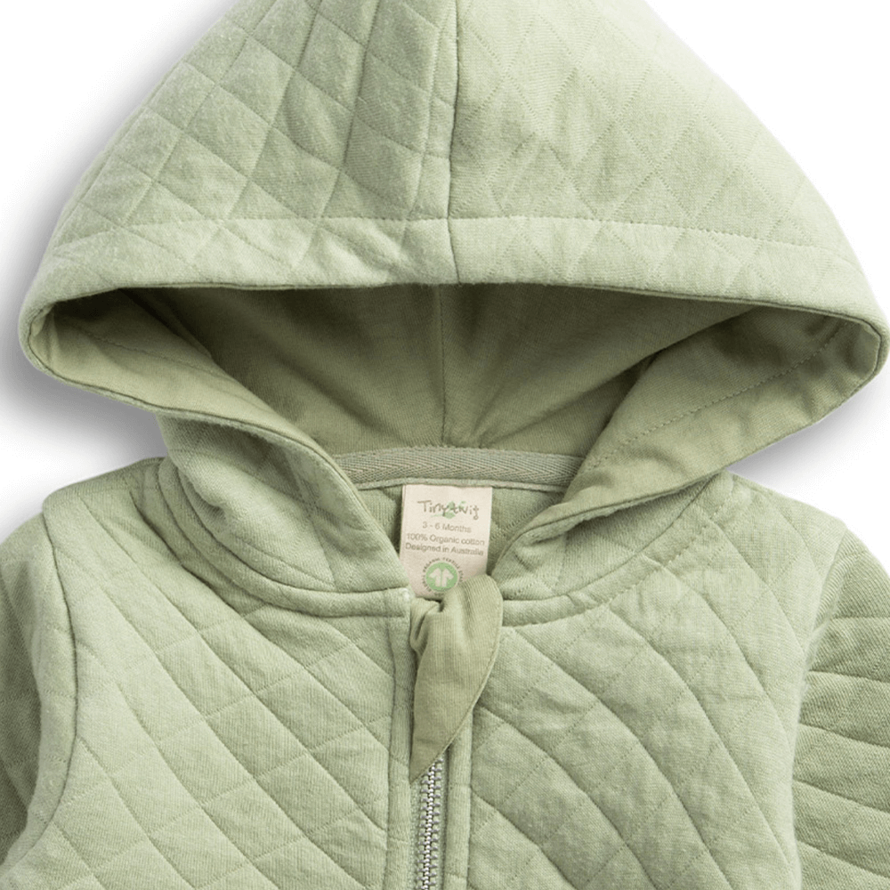 Tiny Twig Quilted Hoodie - Sage