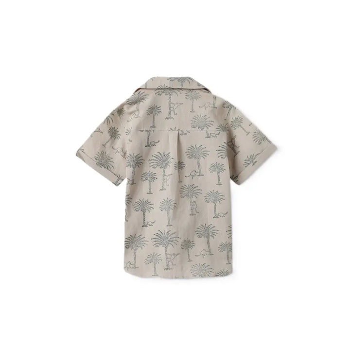 Dulaar Cotton Linen Shirt | Hand-Block Printed - Langoor Party (Green)