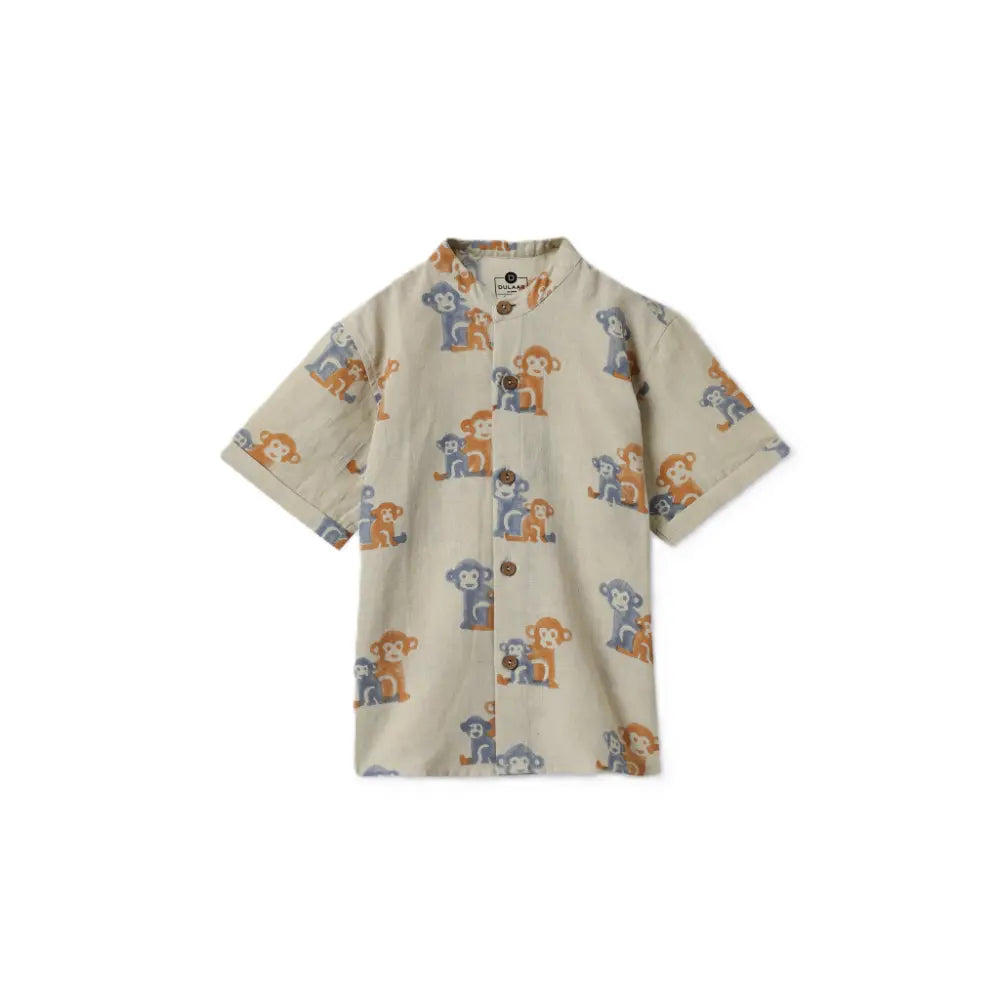 Dulaar Cotton Linen Shirt | Hand-Block Printed - Two Little Monkeys