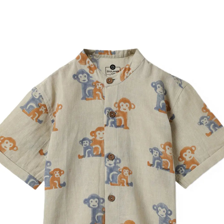 Dulaar Cotton Linen Shirt | Hand-Block Printed - Two Little Monkeys
