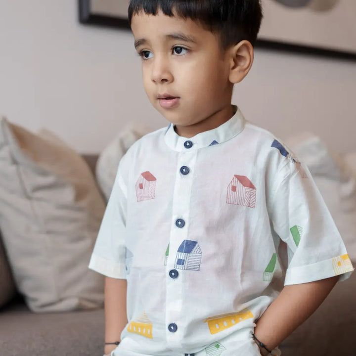Dulaar Mulmul Shirt | Hand-Block Printed - Mera Ghar