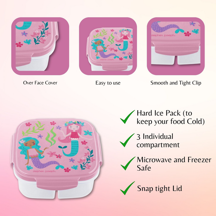 Stephen Joseph Snack Box With Ice Pack - Mermaid