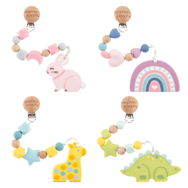 Stephen Joseph Silicone Teether With Pacifier Clip