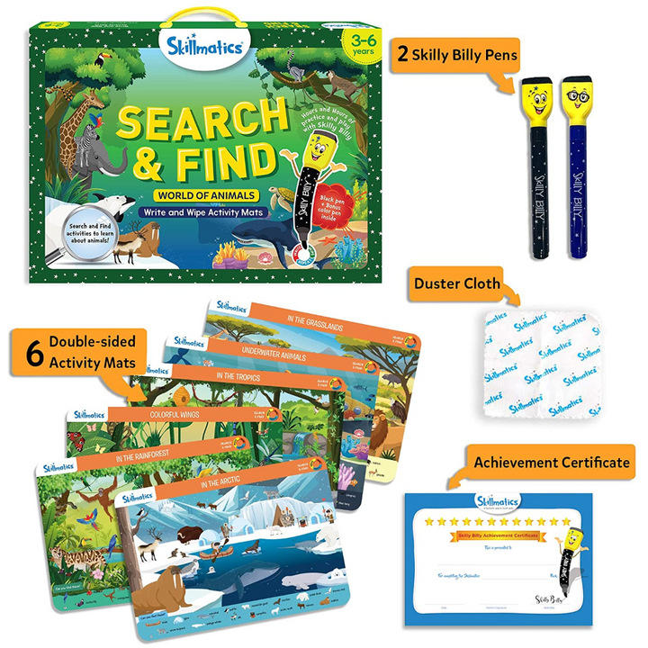 Skillmatics Search &amp; Find Animals - Reusable Activity Mats