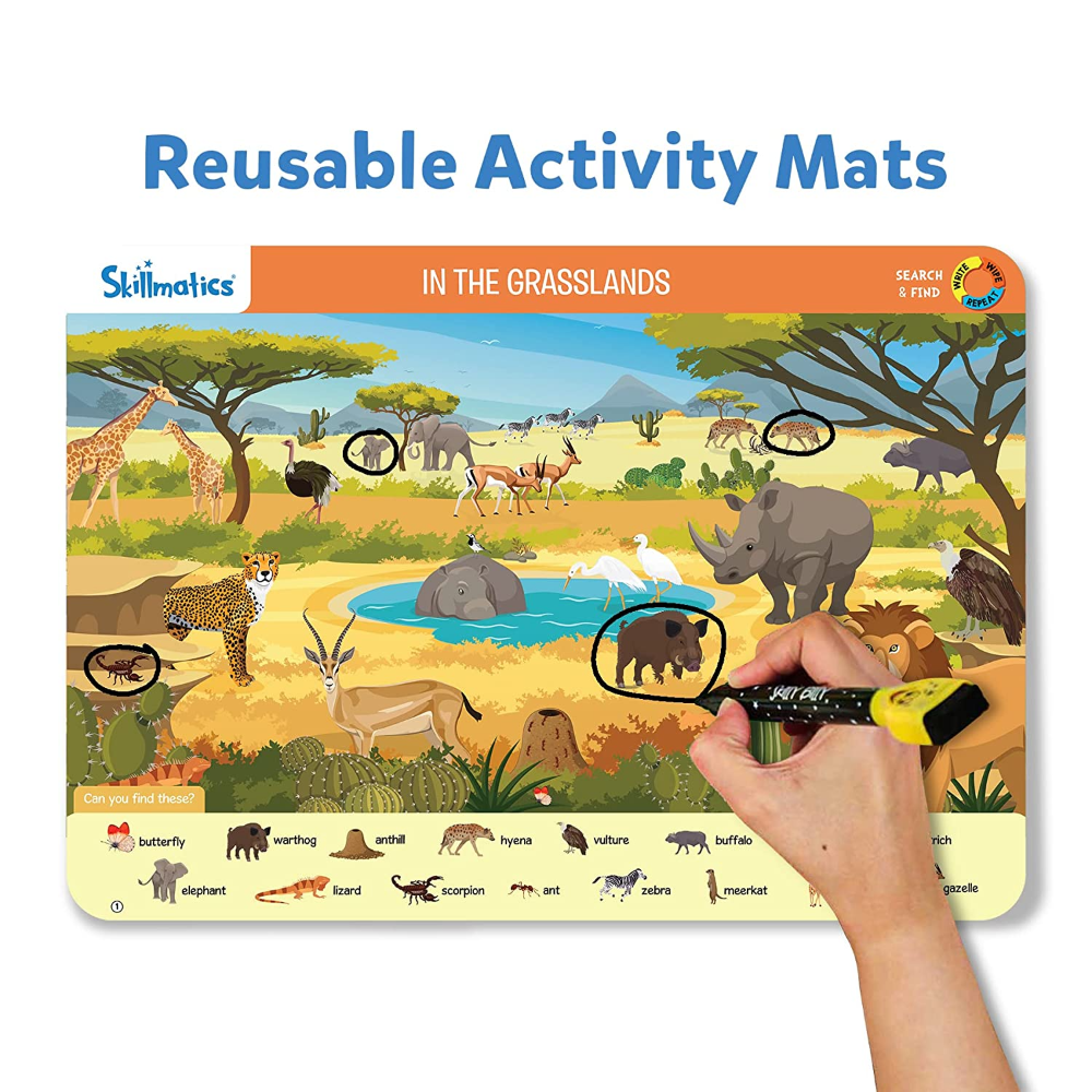 Skillmatics Search & Find Animals - Reusable Activity Mats