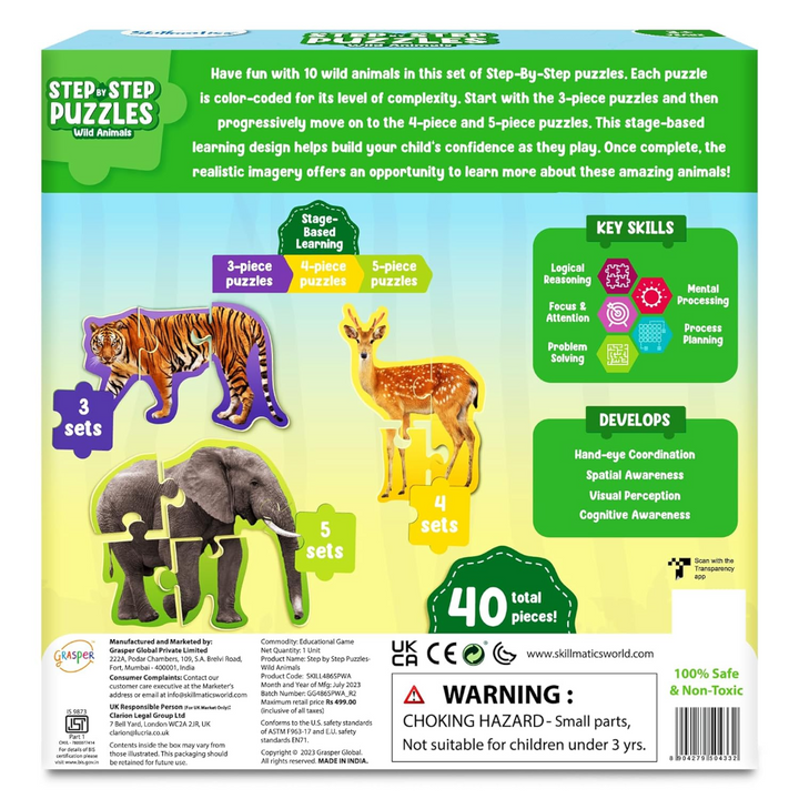 Skillmatics Step By Step Puzzle - Wild Animals