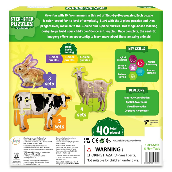 Skillmatics Step By Step Puzzle - Farm Animals