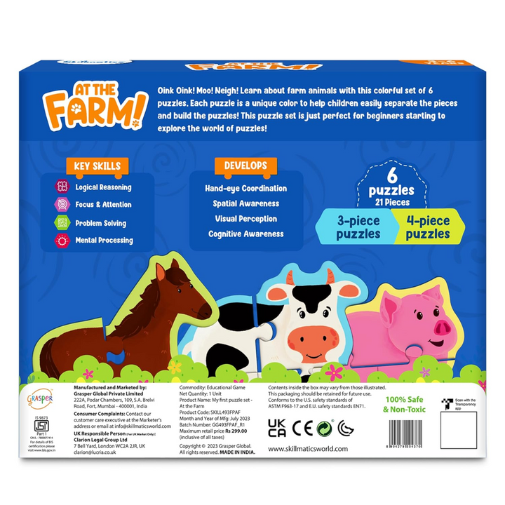 Skillmatics My First Puzzle Set - Farm Animal