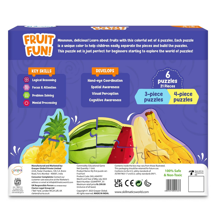 Skillmatics My First Puzzle Set - Fruit Fun