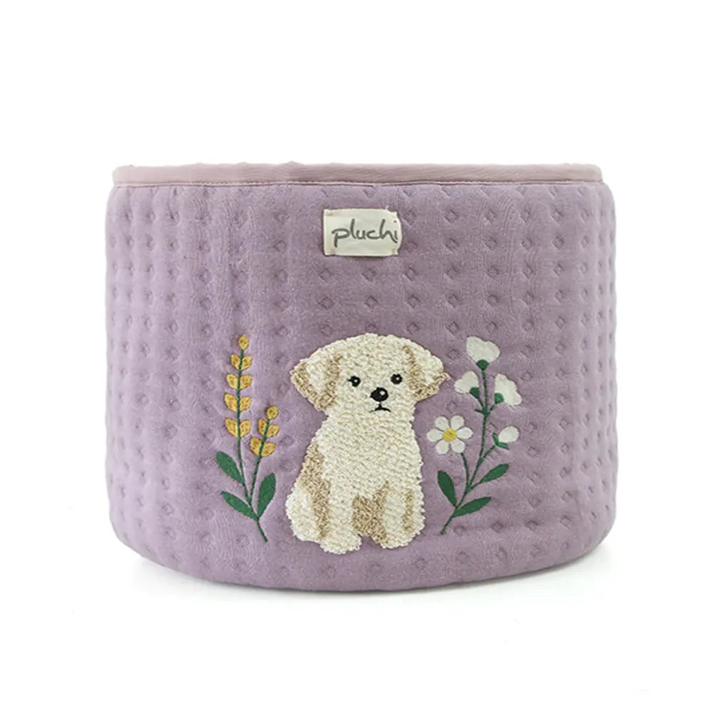 Pluchi Doggy Cotton Knitted Quilted Large Kids Baskets For Assembling Toys And Other Playing Accessories - Lilac