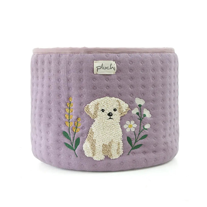 Pluchi Doggy Cotton Knitted Quilted Large Kids Baskets For Assembling Toys And Other Playing Accessories - Lilac