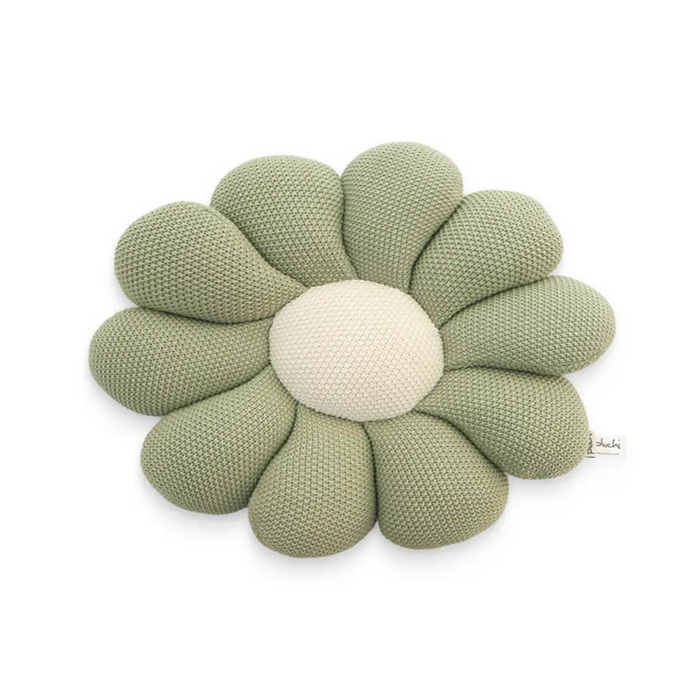 Pluchi Knitted Bloom Shaped Cushion Cotton Knitted Stuffed Soft Toy - Mint