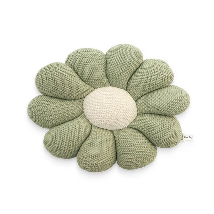 Pluchi Knitted Bloom Shaped Cushion Cotton Knitted Stuffed Soft Toy - Mint