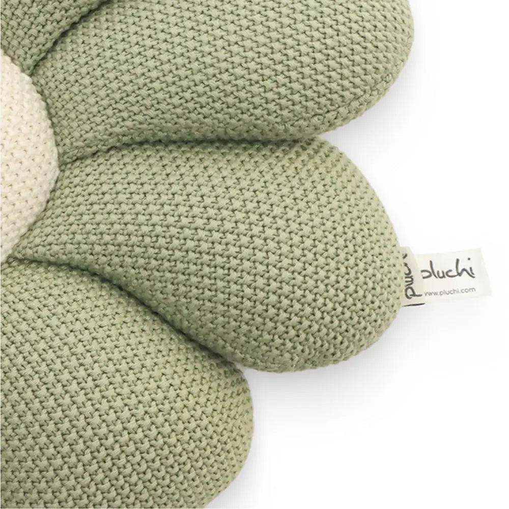Pluchi Knitted Bloom Shaped Cushion Cotton Knitted Stuffed Soft Toy - Mint