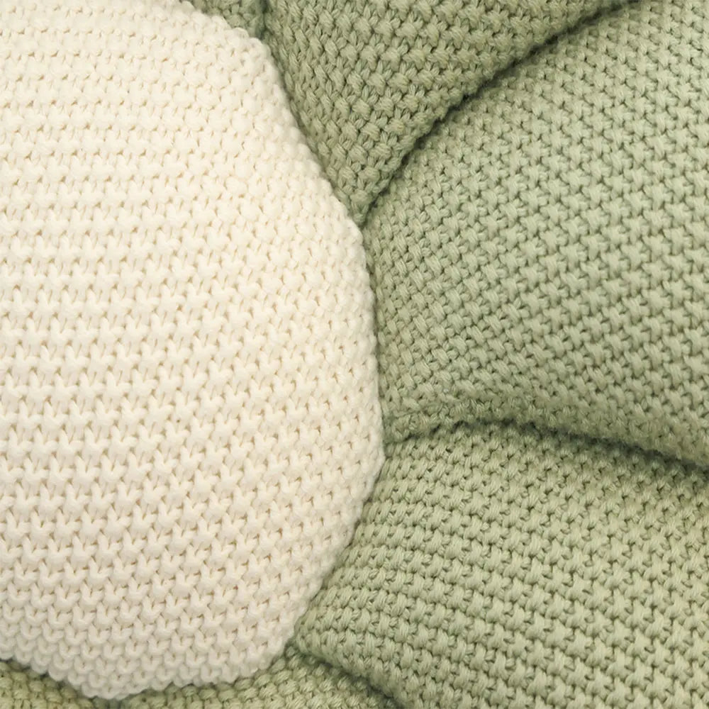 Pluchi Knitted Bloom Shaped Cushion Cotton Knitted Stuffed Soft Toy - Mint