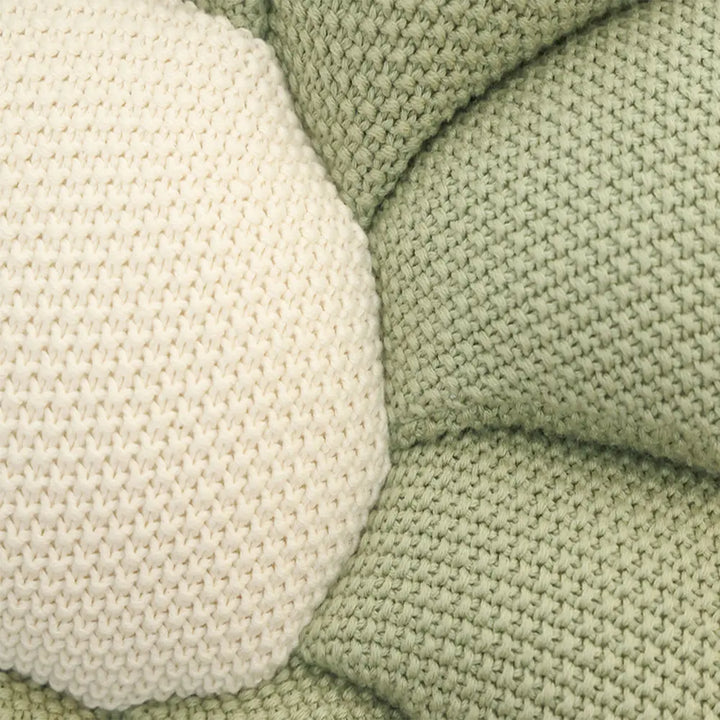 Pluchi Knitted Bloom Shaped Cushion Cotton Knitted Stuffed Soft Toy - Mint