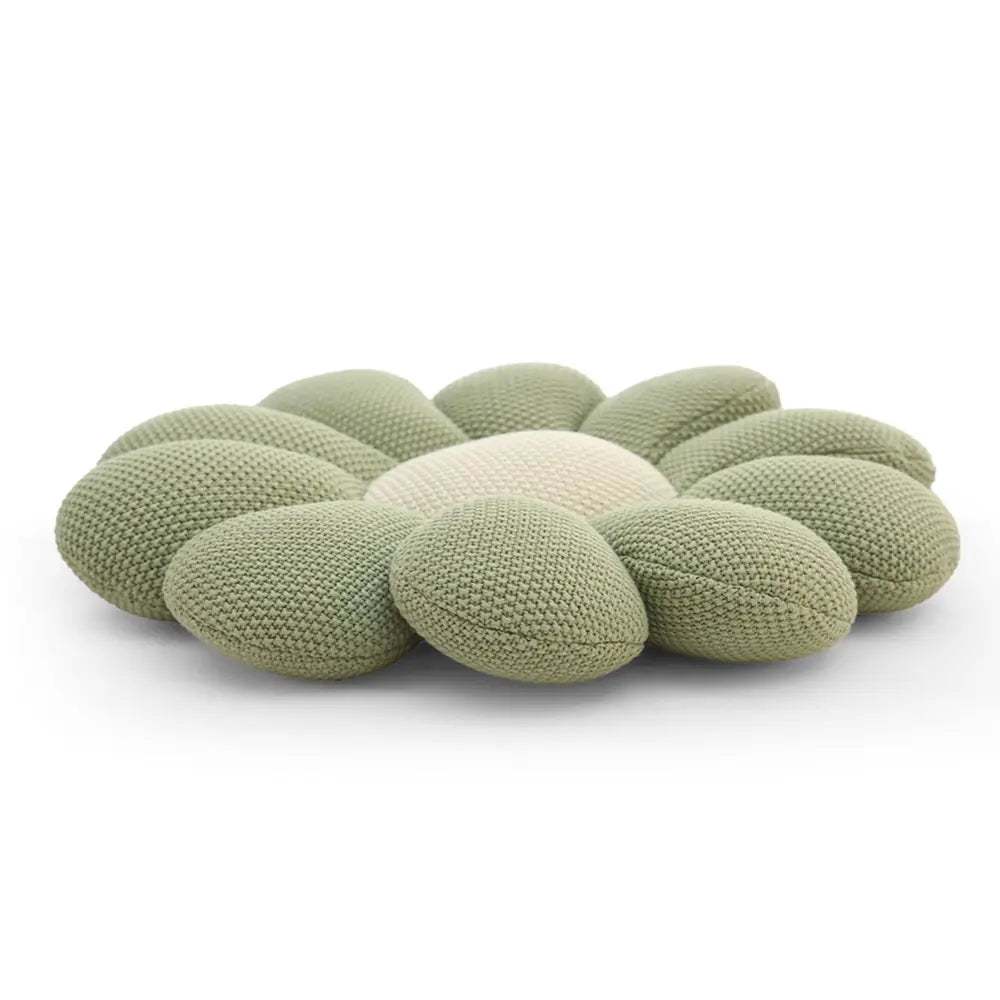 Pluchi Knitted Bloom Shaped Cushion Cotton Knitted Stuffed Soft Toy - Mint