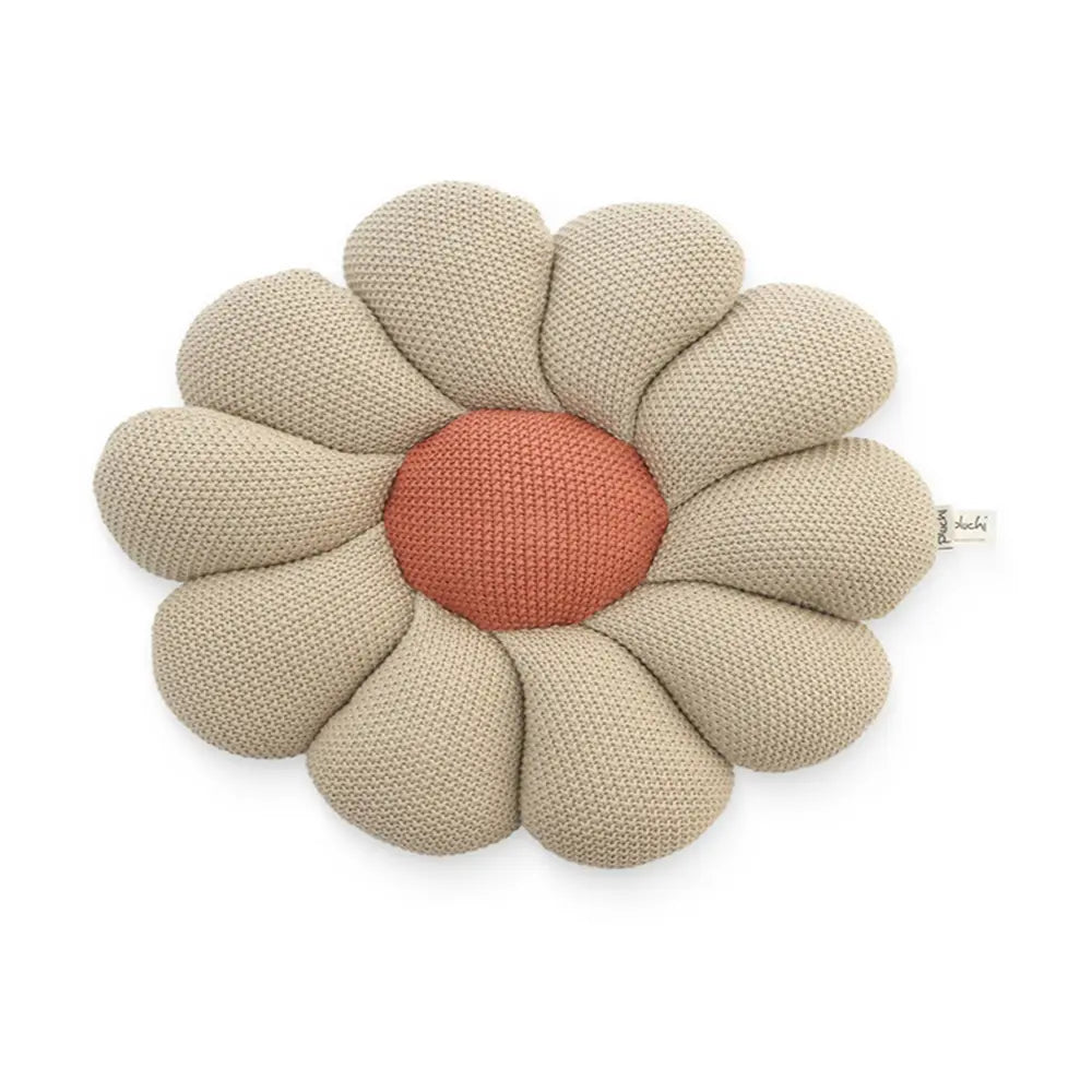 Pluchi Knitted Bloom Shaped Cushion Cotton Knitted Stuffed Soft Toy - Pale Whisper