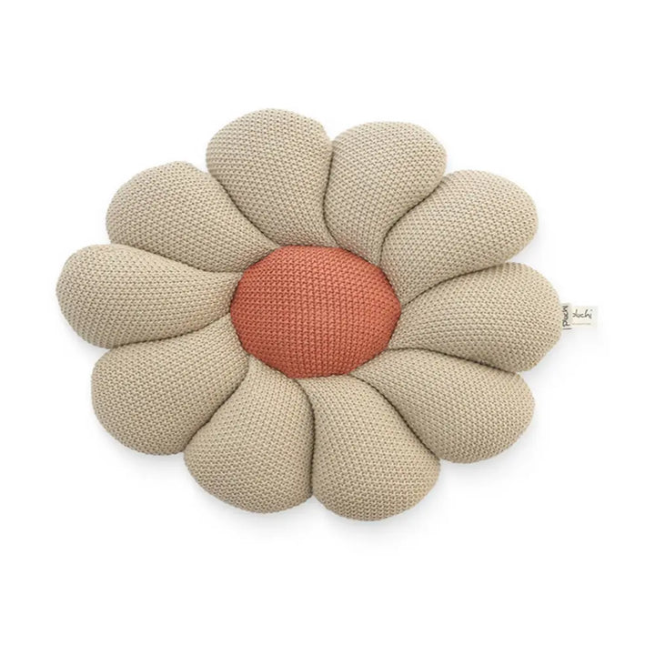 Pluchi Knitted Bloom Shaped Cushion Cotton Knitted Stuffed Soft Toy - Pale Whisper