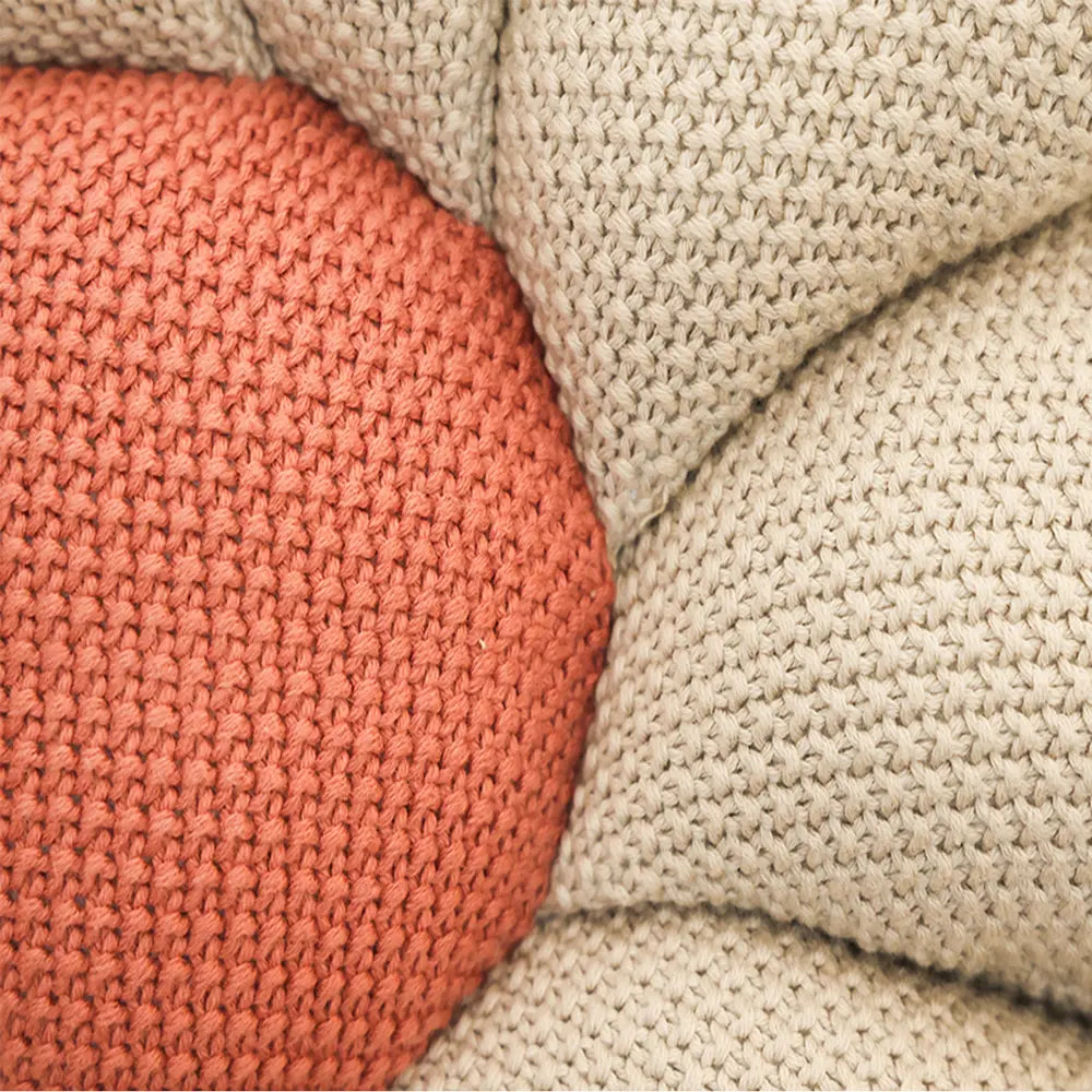 Pluchi Knitted Bloom Shaped Cushion Cotton Knitted Stuffed Soft Toy - Pale Whisper