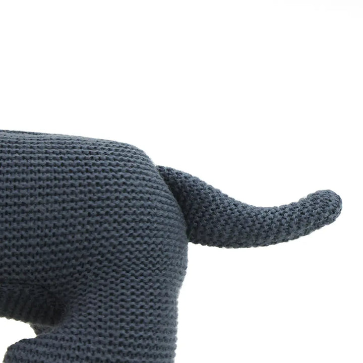 Pluchi Bruno Dog Cotton Knitted Stuffed Rattle Soft Toy With Crackle Sound on Ears - Queen Blue
