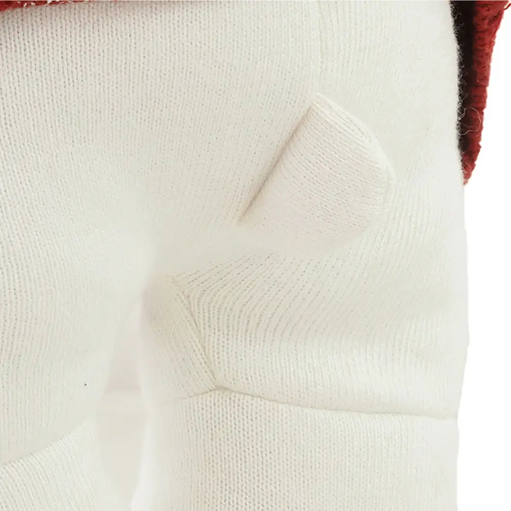 Pluchi Cuddle Friend Teddy With Sweater Cotton Knitted Stuffed Soft Toy - Ivory &amp; Marsala