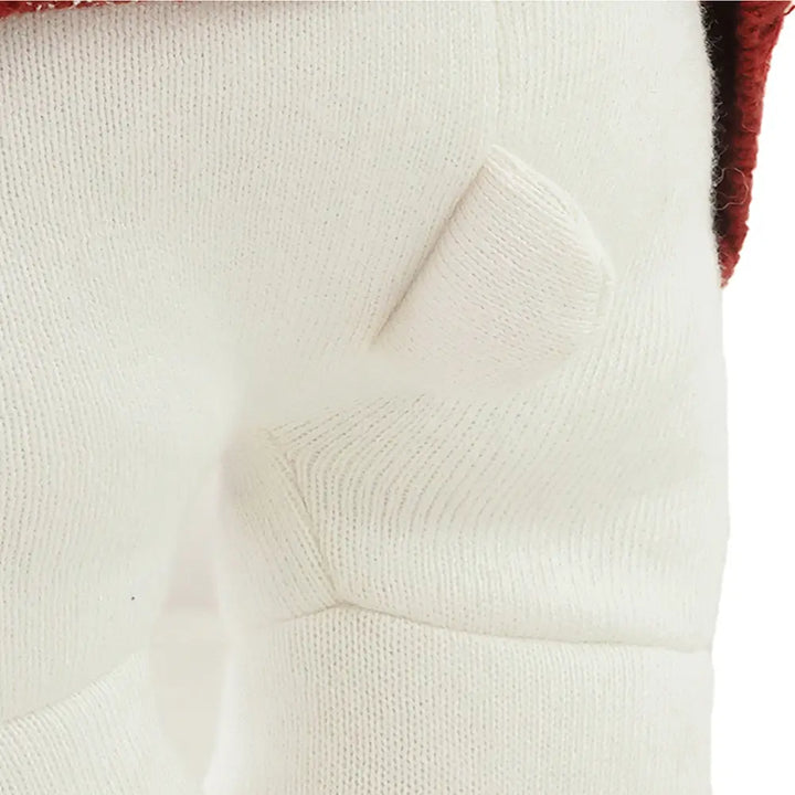 Pluchi Cuddle Friend Teddy With Sweater Cotton Knitted Stuffed Soft Toy - Ivory &amp; Marsala