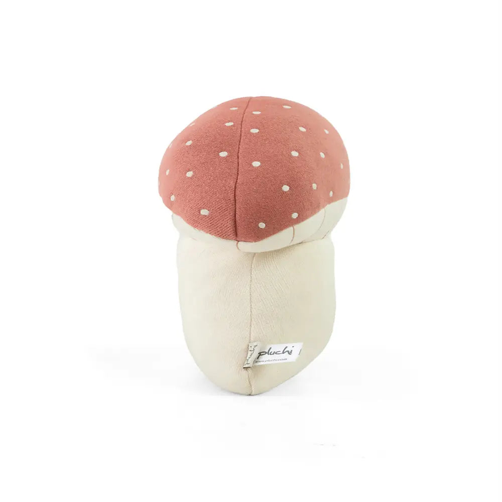 Pluchi Mushy Moo Mushroom Cotton Knitted Stuffed Soft Toy - Roseat &amp; Natural