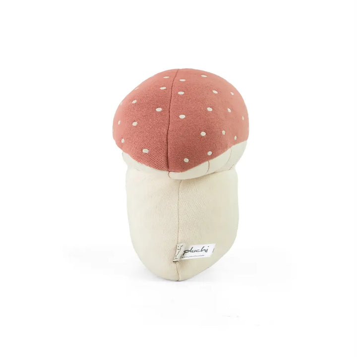 Pluchi Mushy Moo Mushroom Cotton Knitted Stuffed Soft Toy - Roseat &amp; Natural