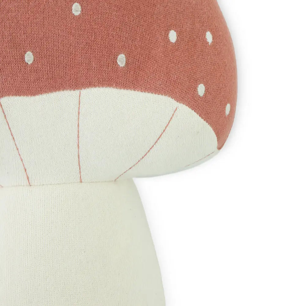 Pluchi Mushy Moo Mushroom Cotton Knitted Stuffed Soft Toy - Roseat &amp; Natural