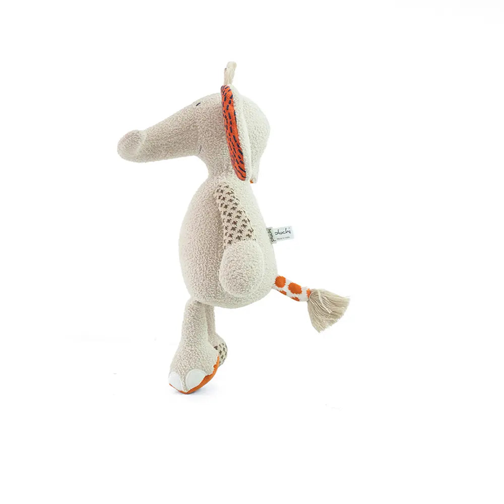 Pluchi Odie Elephant Patchwork Friends Cotton Knitted Stuffed Soft Toy - Ivory