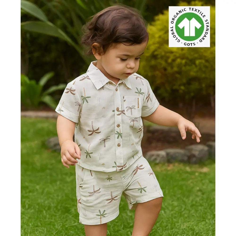 Sweetlime By AS Tropical Breeze Cotton Co-ord Set - White(Double Cloth)