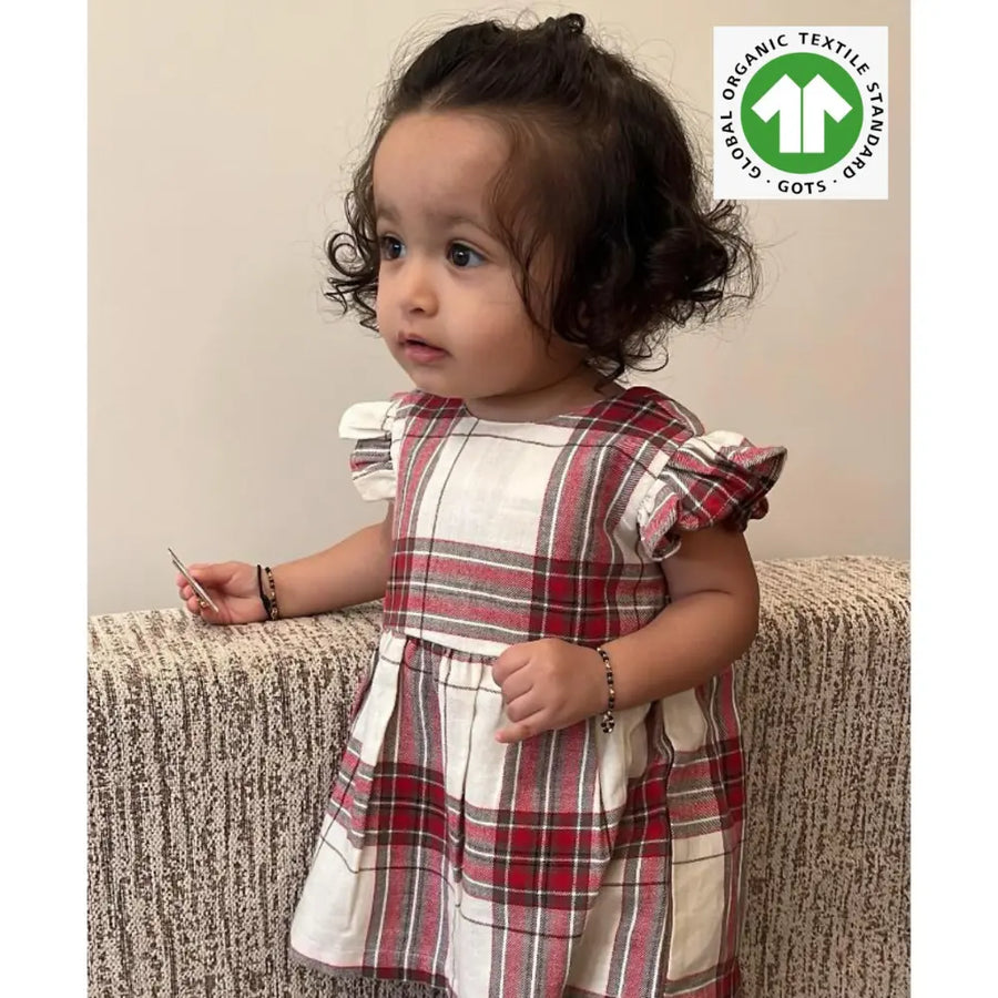 Sweetlime By AS Classic Plaid Ruffle Sleeve Top and Shorts Co-ord Set - White & Red