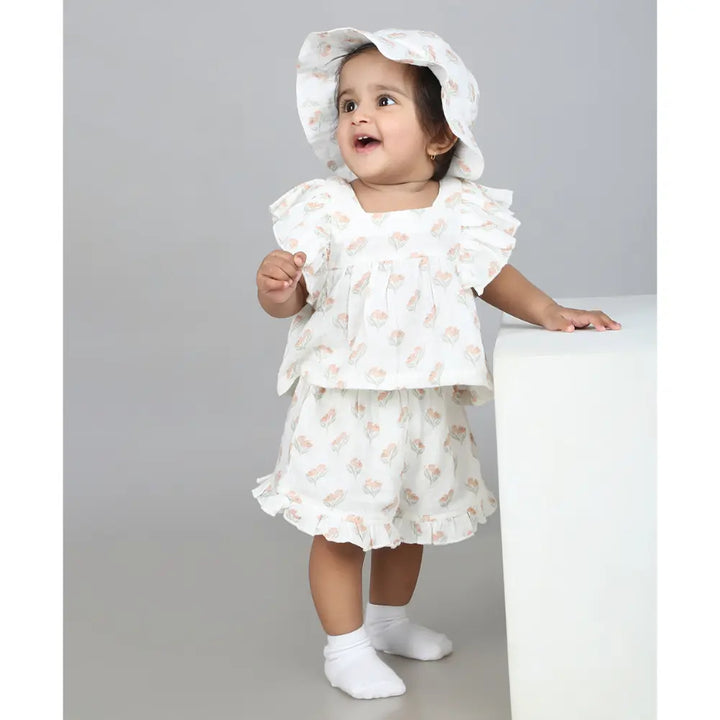 Sweetlime By AS Blossom Breeze Organic Cotton Summer Co-ord Set with a Hat