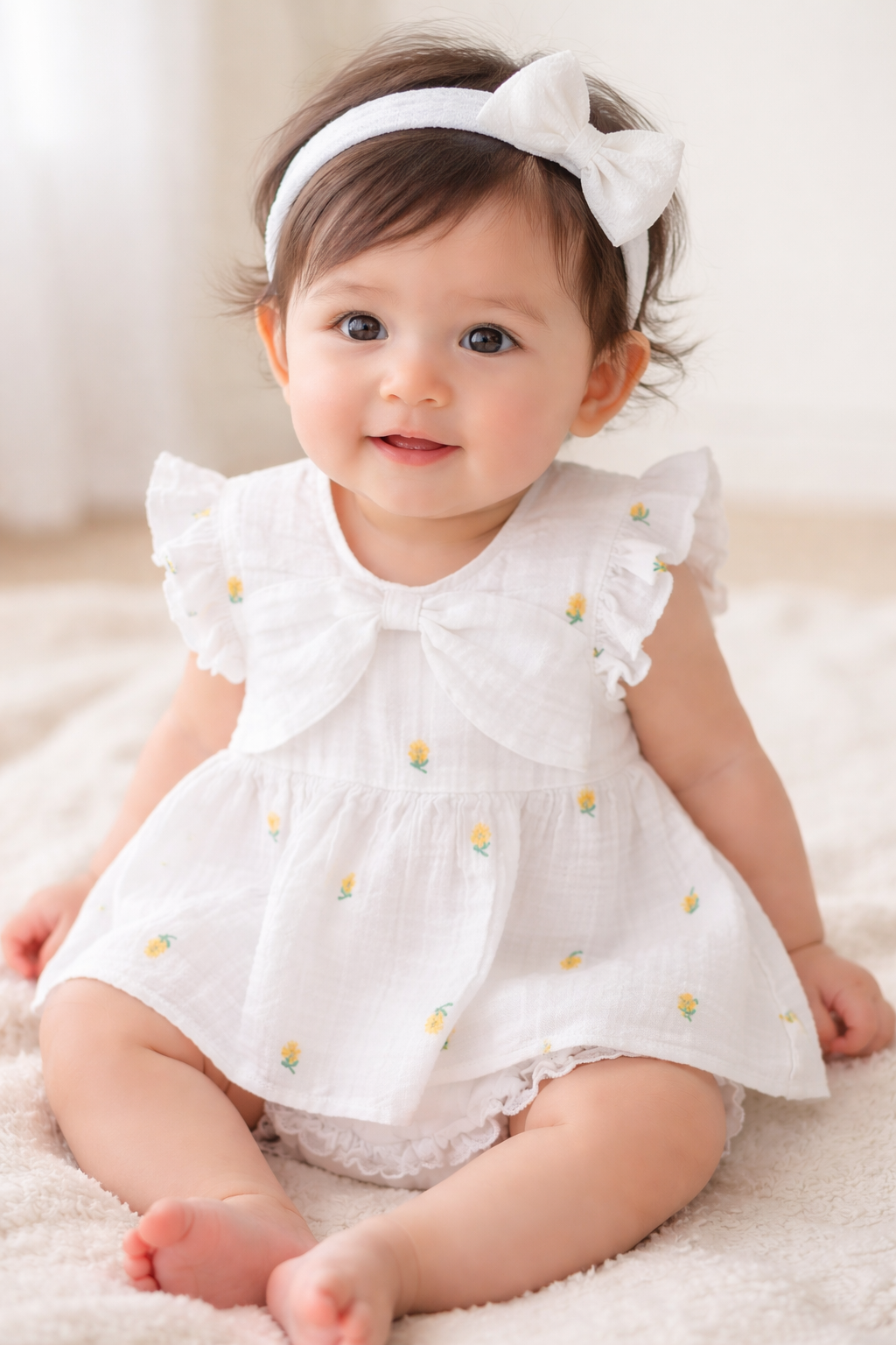 Sweetlime By AS Yellow Floral Embroidery Organic Cotton Co-ord Set