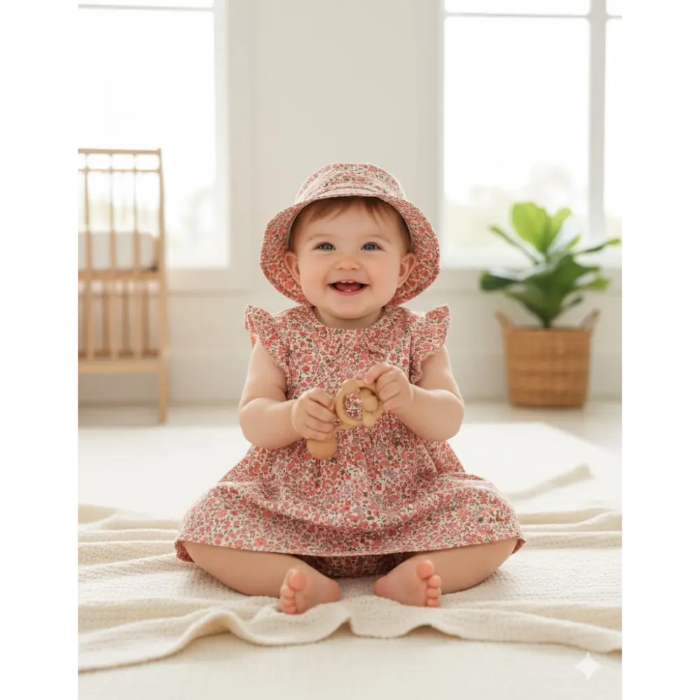 Sweetlime By AS Petal Parade Organic Cotton Co-ord Set with a Hat