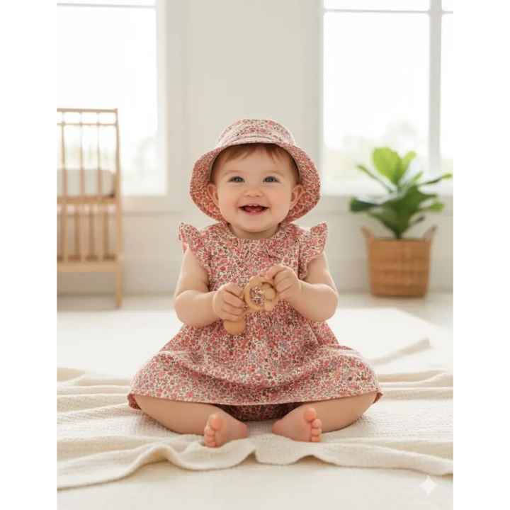 Sweetlime By AS Petal Parade Organic Cotton Co-ord Set with a Hat