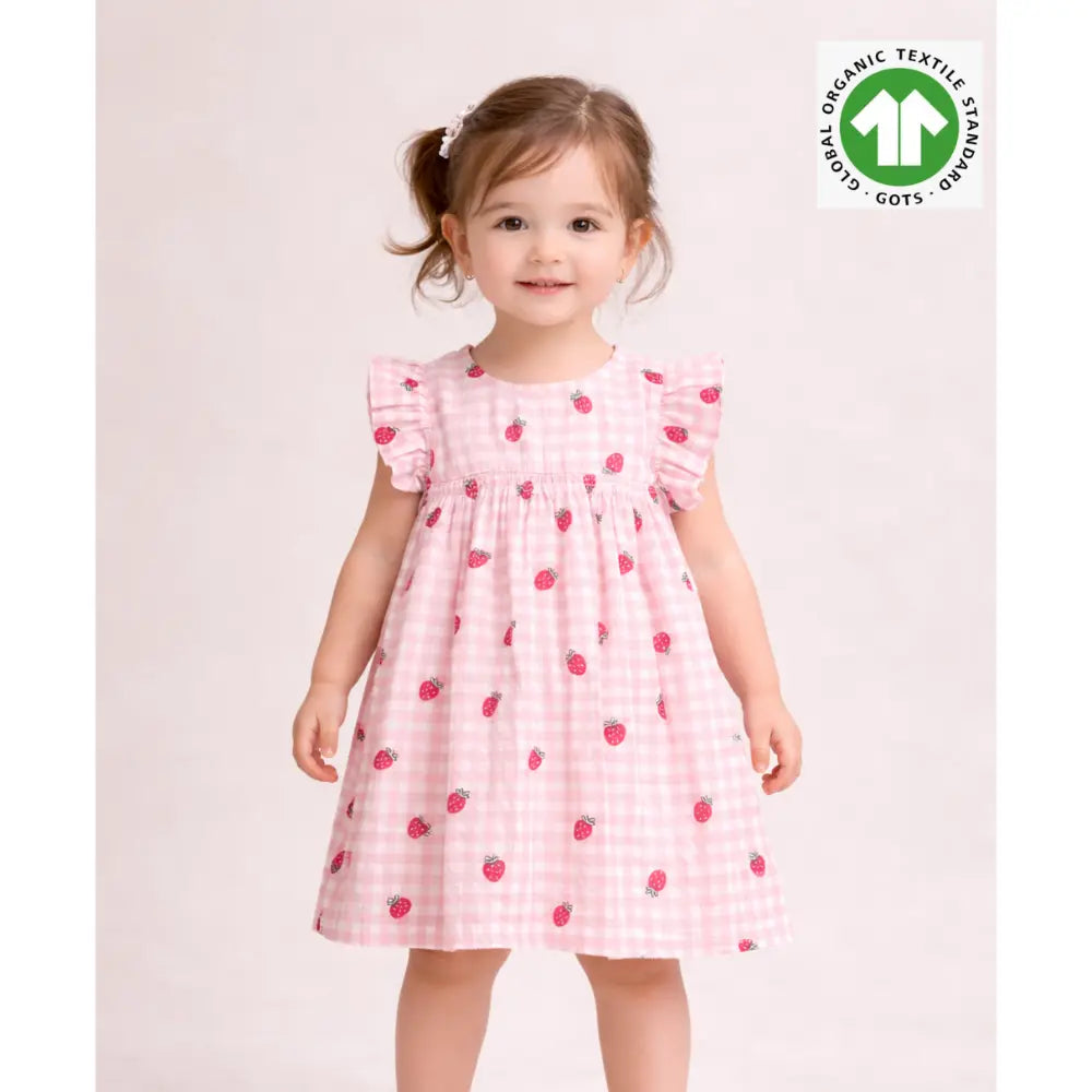 Sweetlime By As Organic Cotton Strawberry Picnic Baby Dress - Pink - 3-6M