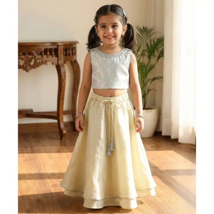 Sweetlime By AS Ivory &amp; Silver Princess Lehenga Set - Golden