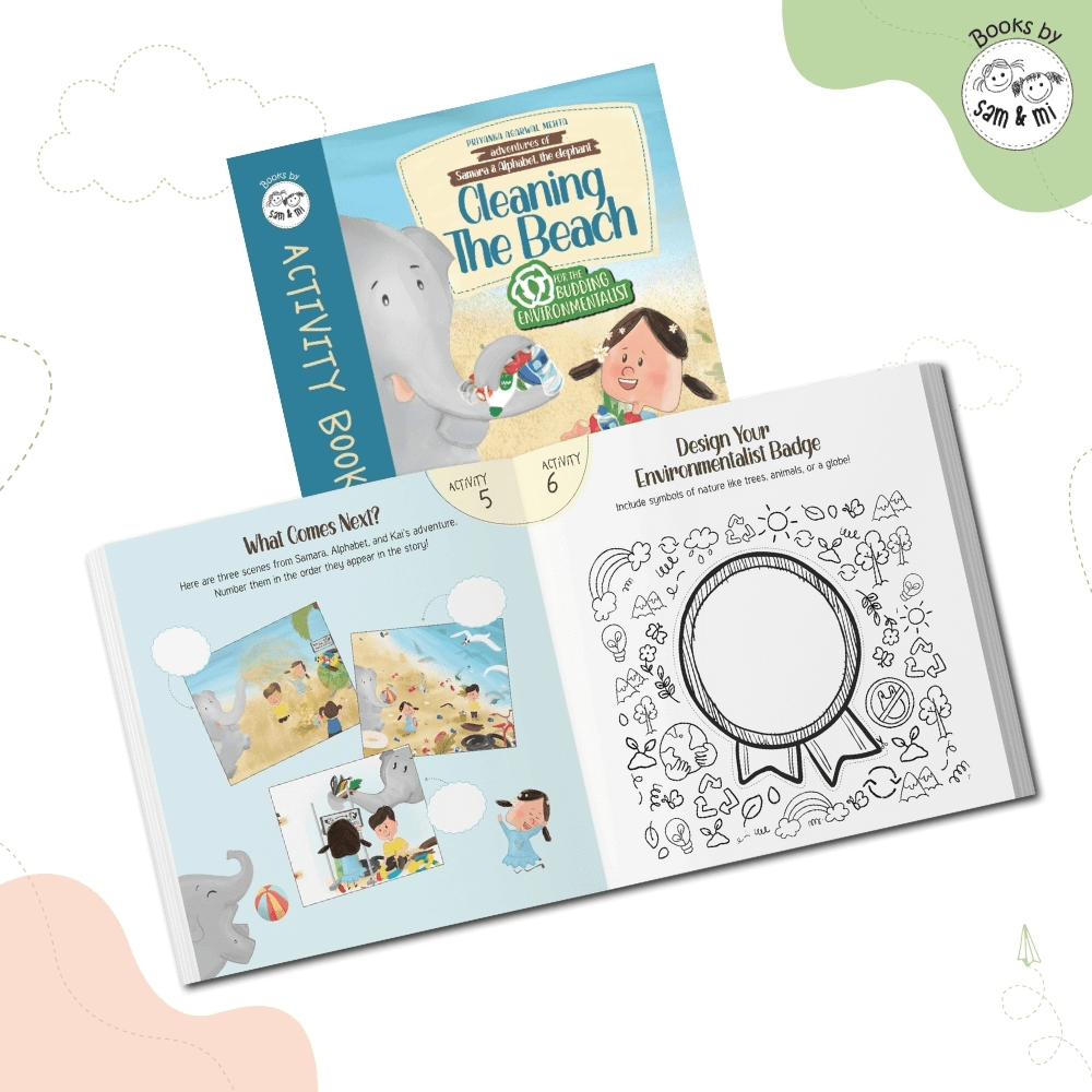 SAM &amp; MI - Cleaning the Beach Activity Book: Adventures of Samara and Alphabet - The Elephant
