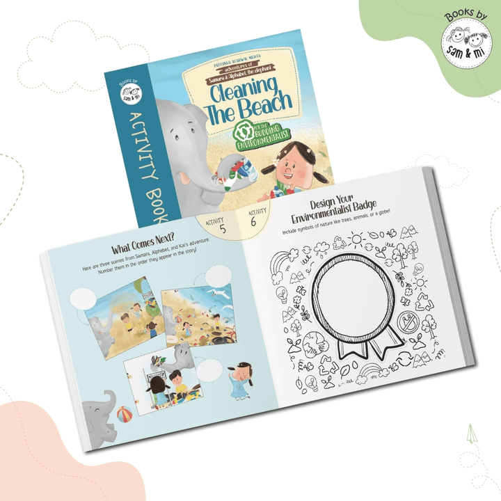 SAM &amp; MI - Cleaning the Beach Activity Book: Adventures of Samara and Alphabet - The Elephant