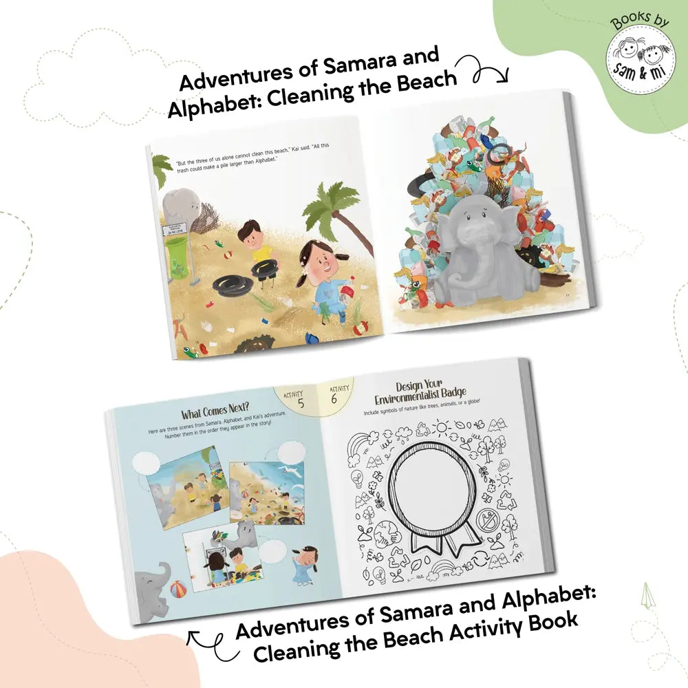 SAM &amp; MI - Cleaning the Beach Book Set: Fun Stories and Eco Activities for Kids