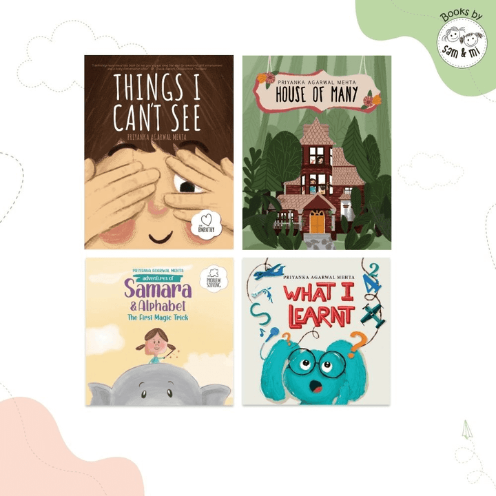 SAM &amp; MI - My First Day of School Set of 4 Early Learning Books for Kids