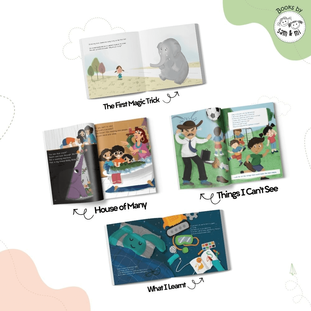 SAM &amp; MI - My First Day of School Set of 4 Early Learning Books for Kids