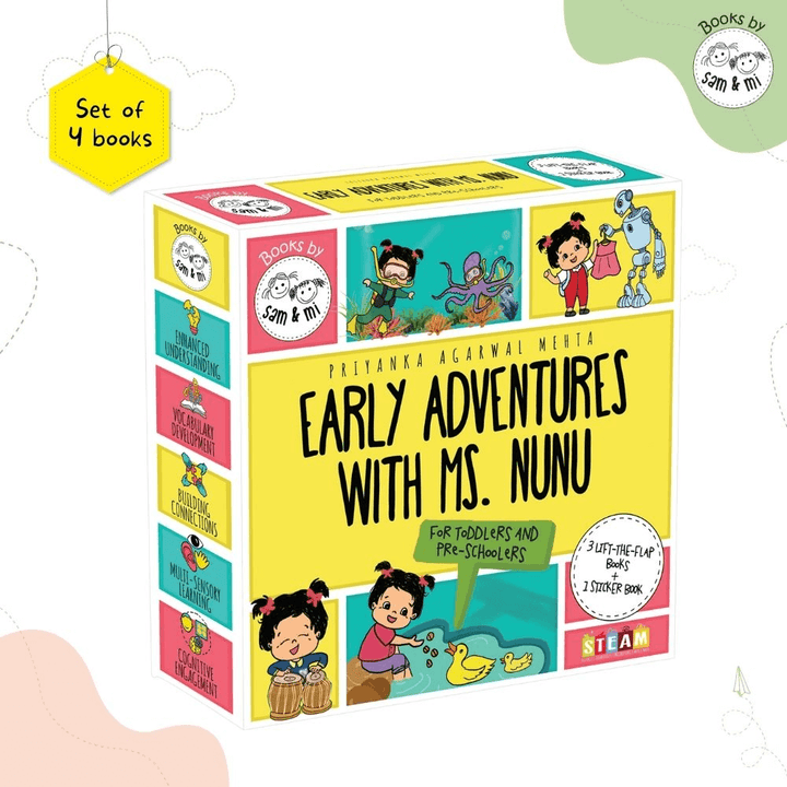 SAM &amp; MI - Early Adventures with Ms. Nunu: Set of 4 Interactive Book for Kids