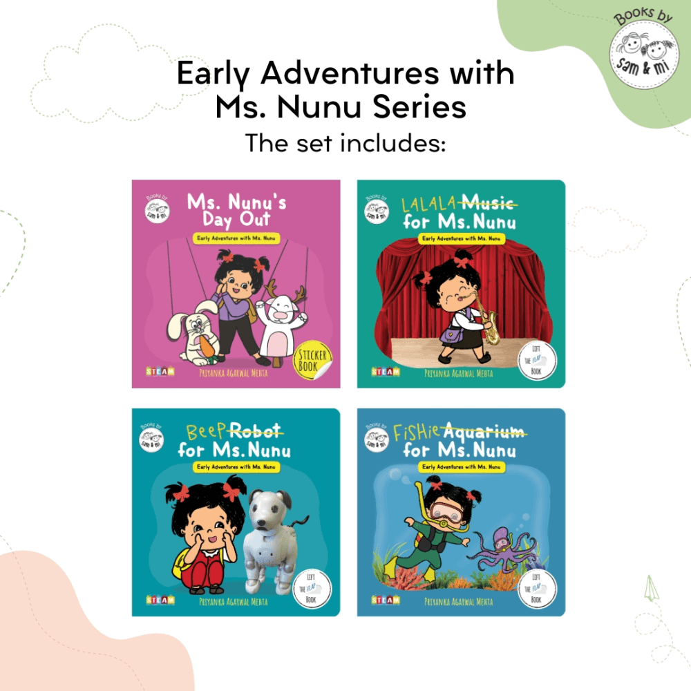 SAM &amp; MI - Early Adventures with Ms. Nunu: Set of 4 Interactive Book for Kids